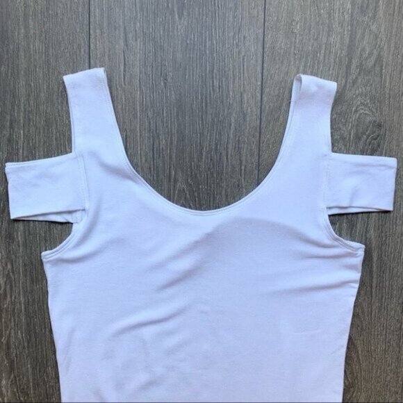 LNA Teresitas Crop Top Cut Out Cold Shoulder Boat neck White Small - Picture 7 of 13